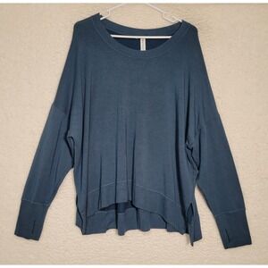 Athleta Fleece Sweatshirt Plus Size 3X Blue Long Sleeve Pullover Womens 1397